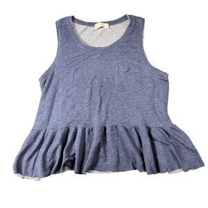 Altar'd State Top Women S Tank Top Blue Peplum Pocket Sleeveless Heathered